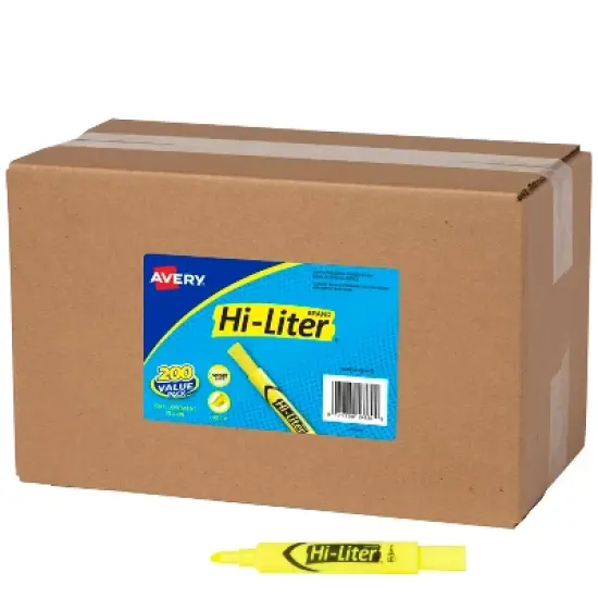 Avery Hi-Liter Value Pack Desk-Style Highlighters, Smear Safe Ink, 200 Fluorescent Yellow Highlighters (24130) image {9}