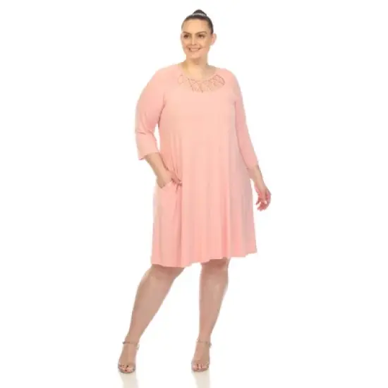 Plus Size Criss Cross Neckline Swing Dress image {6}