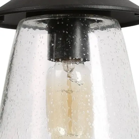 9.8" Metal/Glass Outdoor Lamp Black - LNC image {4}