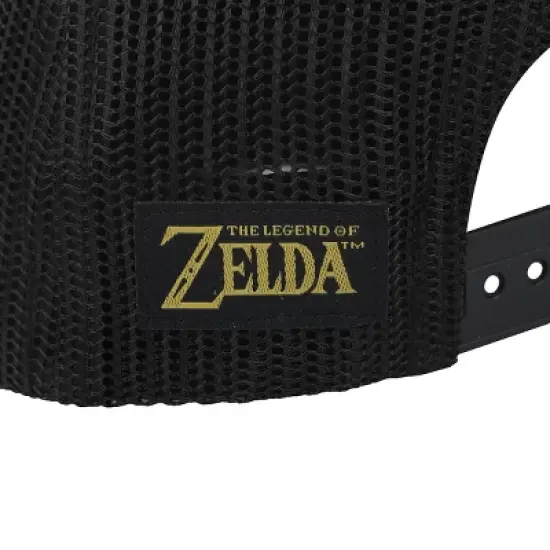 The Legend of Zelda Gold Evergreen Logo Black Trucker Hat image {5}