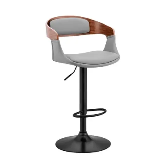 Benson Adjustable Counter Height Barstool with Faux Leather Seat - Armen Living image {10}