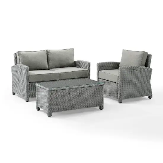3pc Bradenton Outdoor Steel Conversation Set Gray - Crosley image {5}