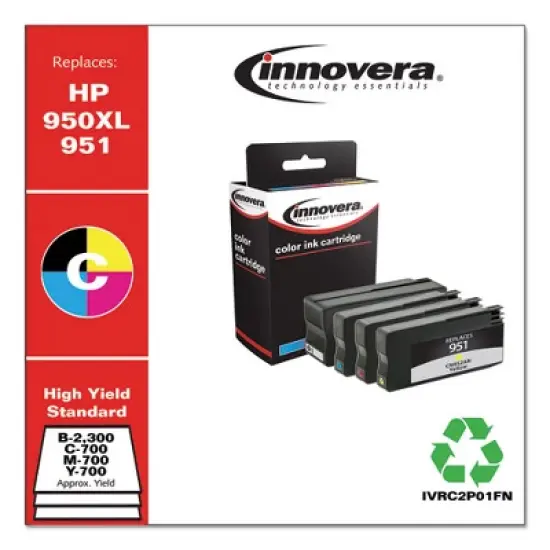 Innovera Remanufactured Black/Cyan/Magenta/Yellow High-Yield Ink, Replacement for 950XL/951 (C2P01FN), 300/700 Page-Yield image {1}