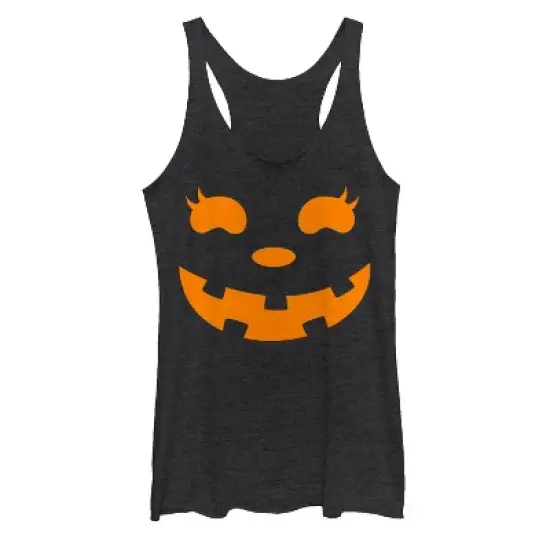 Women's CHIN UP Halloween Jack o' Lantern Face Racerback Tank Top image {2}