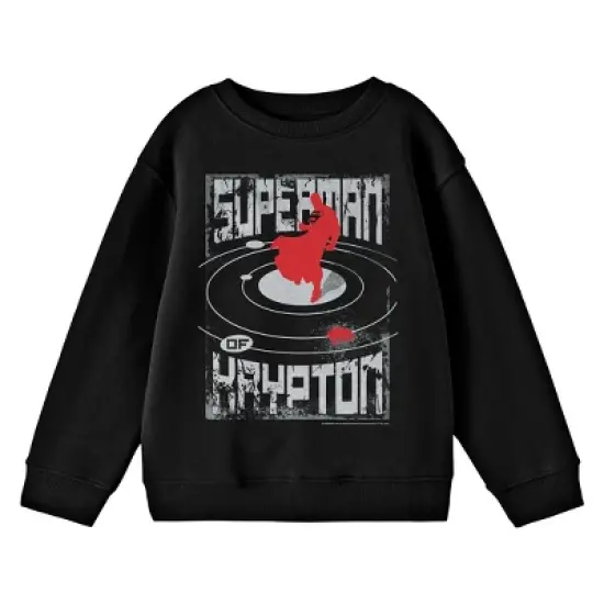 Superman Krypton Doomed World Graphic Crew Neck Long Sleeve Black Youth Tee image {2}