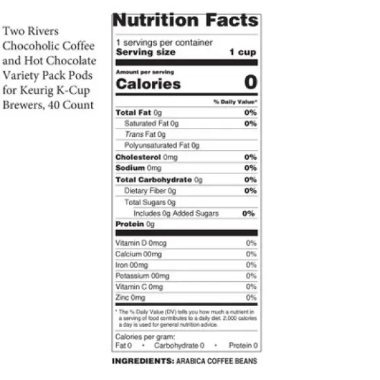 Two Rivers Chocoholic Coffee and Hot Chocolate Variety Pack, 2.0 Keurig,40 Count image {2}