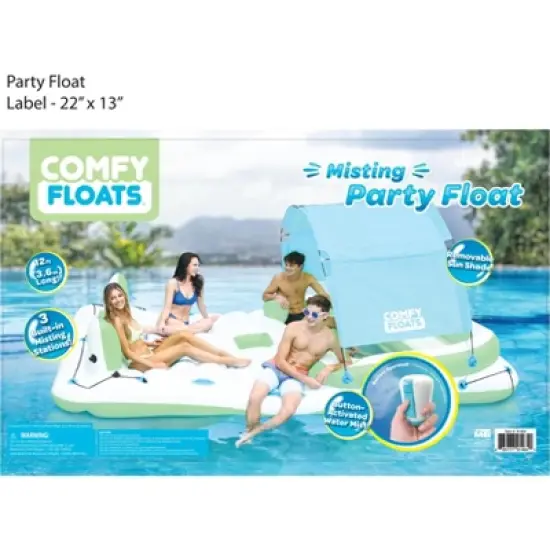 Comfy Floats 13 Foot Misting Inflatable Party Platform For Up To 6 & Comfy Floats Inflatable Misting Chaise Lounger Pool Float image {5}