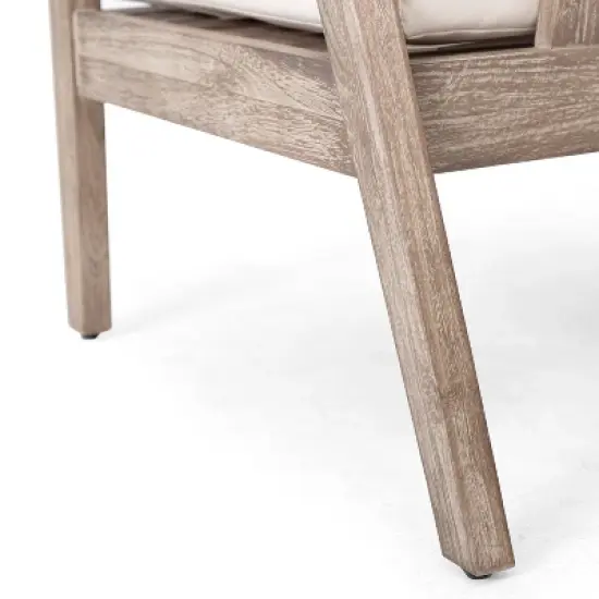 Christopher Knight Home Terry Patio Rustic Acacia Wood Club Chair with Water Resistant Cushions image {8}