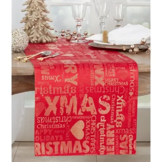 Saro Lifestyle Christmas Runner, Red, 16" x 72" image {2}