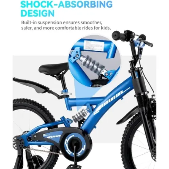 SKONYON Kids Bike 16 Inch or 18 Inch with Training Wheels for Ages 4-9 Adjustable Seat Dual Brake Shock Absorption Lightweight Bicycle for Children image {7}