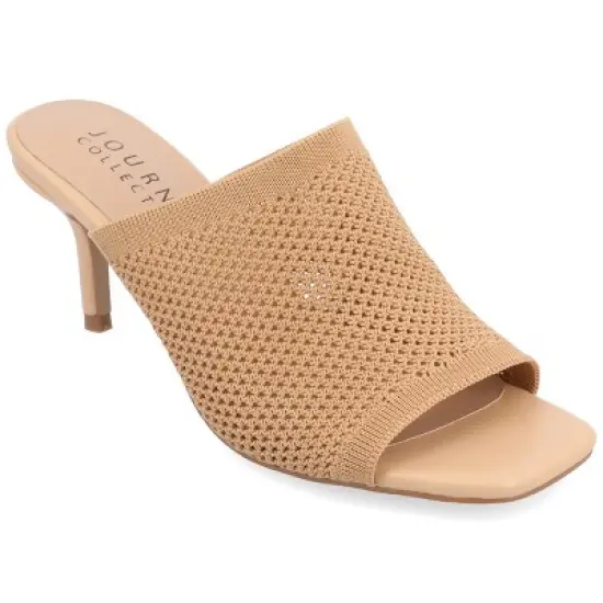 Journee Collection Womens Leighton Soft Knit Slip On Open Toe Pumps image {12}