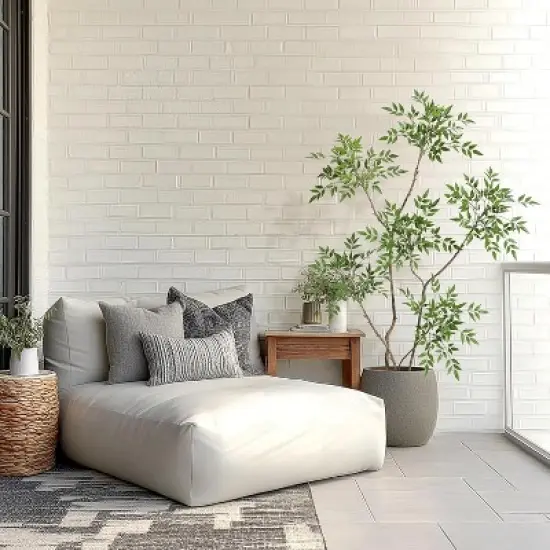 Artificial Plants Indoor, Tall Faux Floor Plant in Pot, Nandina Artificial Tree with White Planter for Home Decor Office Living Room image {7}