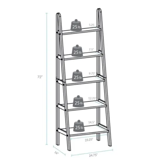 5 Shelf Ladder Bookcase - Flora Home image {5}