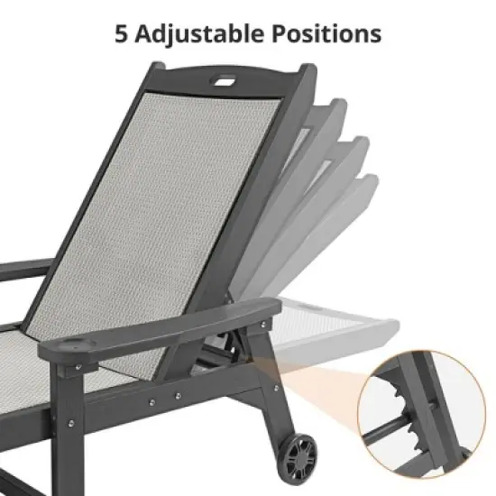 Arceso Chaise Lounge Chair Outdoor, HDPS and HDPE Wicker Material, Patio Lounge Chair with Adjustable Backrest, Resin Pool Lounge Chairs with Wheels. image {10}