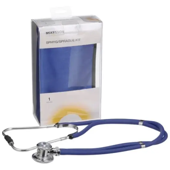McKesson Adult Blue Pocket Reusable Aneroid / Stethoscope Set 2-Tubes 01-768-641-11ARBGM 1 per Box image {6}