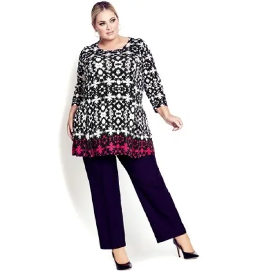 Women's Plus Size Primrose Border Tunic - ivory | AVENUE STUDIO image {3}