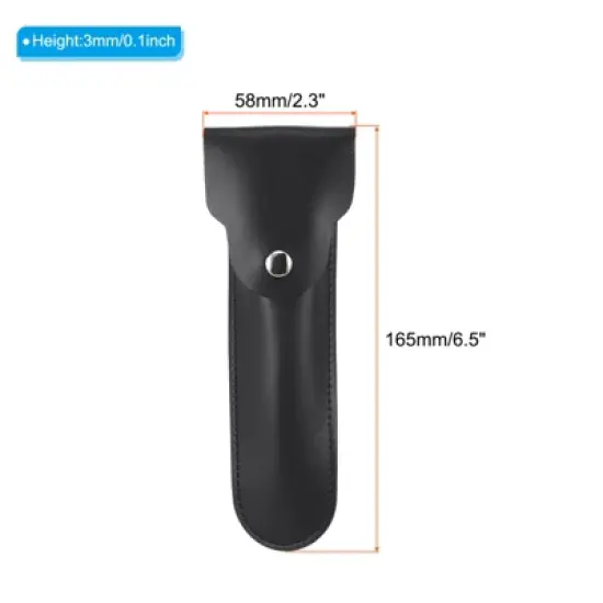 Unique Bargains Travel Business Trip Double-Edge Protective Leather Shaver Sheath 2 Pcs image {1}