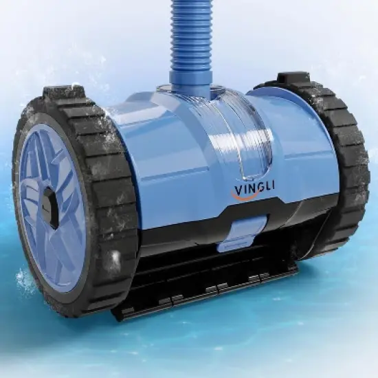 VINGLI Automatic Suction-Side Pool Vacuum Cleaner, Powerful Wall-Climbing Sweeper for Inground Pools, Includes 39.6ft Tangle-Free Hose (Blue&White) image {5}