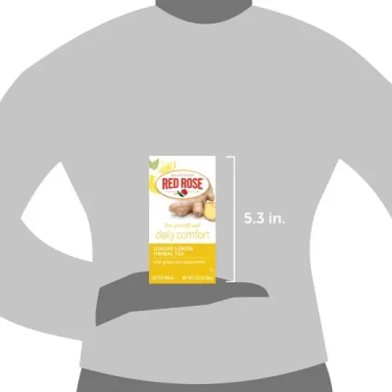 Red Rose Blossoms Ginger Lemon Herbal Tea Caffeine Free with 18 Individually Wrapped Tea Bags Per Box (Pack of 6) image {3}