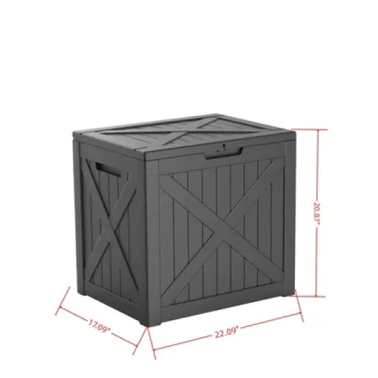 DSVIMOY Deck Boxes, 2-Piece 32 Gal Outdoor Storage Deck Box, Small Patio Storage Bin for Garden Tools, Black, 22.09"*17.09"*20.87" image {2}