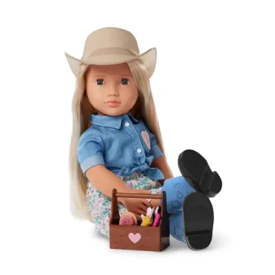Our Generation Lainey Posable 18" Cowgirl Doll with Horse Accessories and Storybook: Plastic Fashion Doll with Hazel Eyes, Straight Hair image {3}