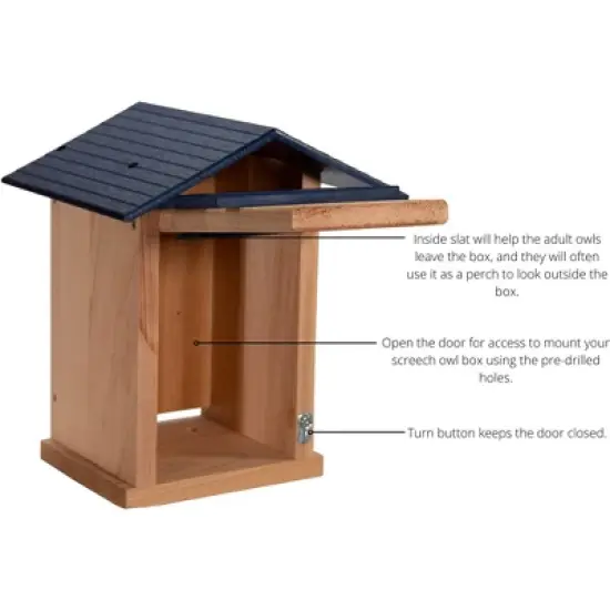 JCS Wildlife Cedar Screech Owl Nest Box with Poly Lumber Roof image {5}