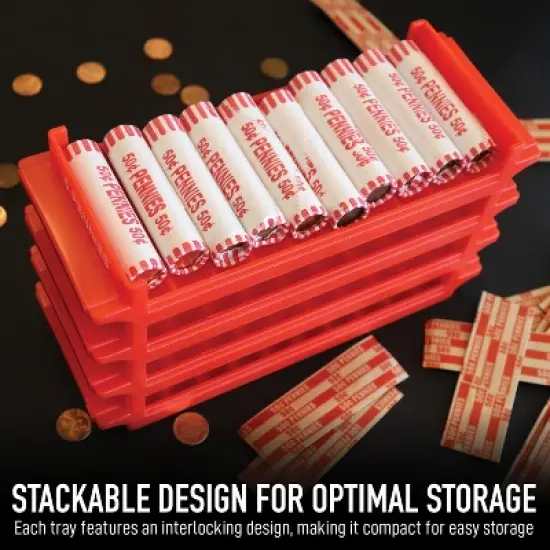 Nadex Coins&trade; Rolled-Coin-Storage Organizer Tray Sets with Ridges for Loose Coins, 4 Pack in Multicolored image {8}