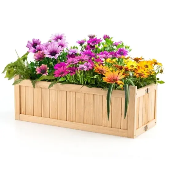 Tangkula Outdoor Wooden Planter Box Folding Raised Garden Plant Container w/ Drainage Hole image {10}