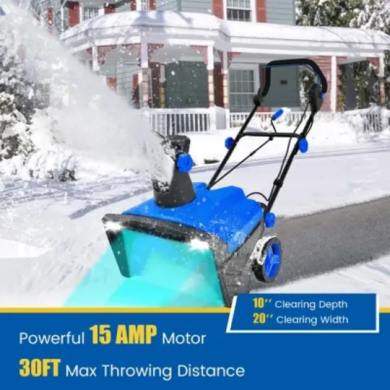 Costway 20" Electric Snow Thrower 120V 15Amp Snow Blower w/180&deg; Rotatable Chute 2 Lights image {6}