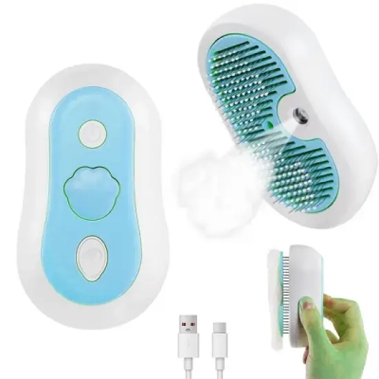 BABYYER 5 in 1 Cat Steam Brush - Anti-static & Low-noise Cat Brushes for Indoor Cats - Suitable for Long & Short-haired Variety of Pets image {7}