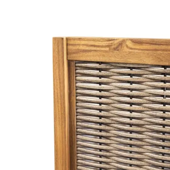 Christopher Knight Home 2pc Burchett Acacia Wood and Rattan Outdoor Loveseat and Coffee Table Set with Cushions image {16}