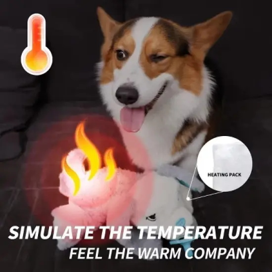 Allforpaws Pups Dog Toys, Puppy Soothing Heartbeat Warm Bear Comfort Dog Sleep Aid Plush Toy, Pacifier Buddy, White image {2}