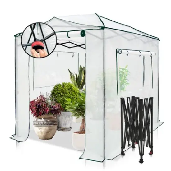 EAGLE PEAK 8'x6' Portable Walk-in Greenhouse with Zippered Doors and Windows image {11}