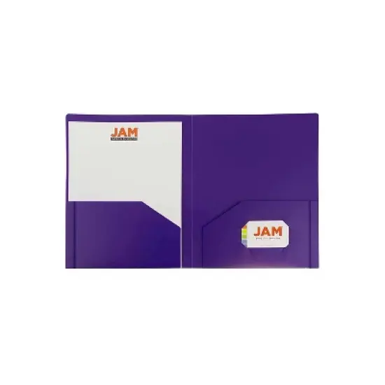 JAM Paper Heavy Duty Plastic Two-Pocket School Folders Purple 108/Pack 0946179B image {2}