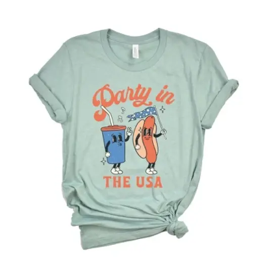 Simply Sage Market Women's Party In The USA Hot Dog Short Sleeve Graphic Tee image {3}