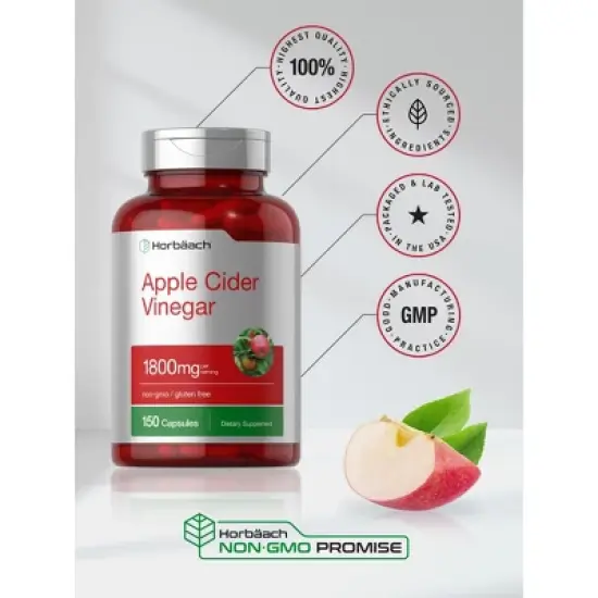 Horb&auml;ach Apple Cider Vinegar Capsules | 1800mg | 150 Pills image {5}