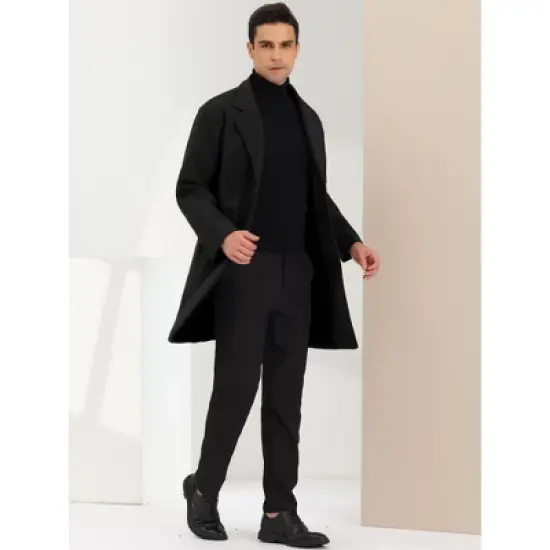 Lars Amadeus Men's Winter Notched Lapel Single Breasted Mid-Length Overcoat image {1}