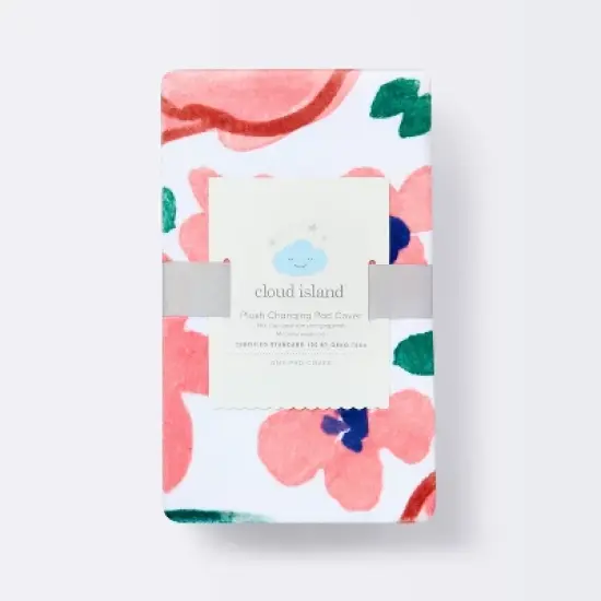 Plush Changing Pad Cover In Bloom - Pink Floral - Cloud Island&trade; image {2}