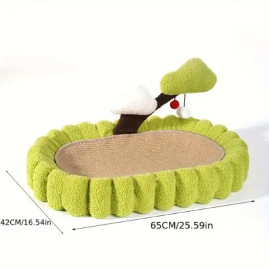 Large Space Tree Cat scratching board, Hand Woven Sisal Cat scratching Bed, Green Small Tree Design scratching Post and Lounge image {2}