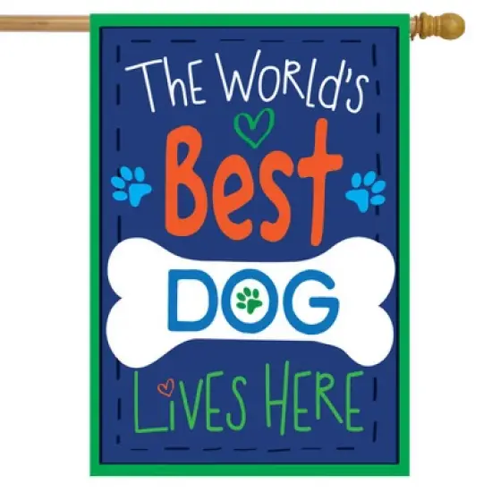 World's Best Dog Double-Sided House Flag Bone Paw 28" x 40" Briarwood Lane image {1}