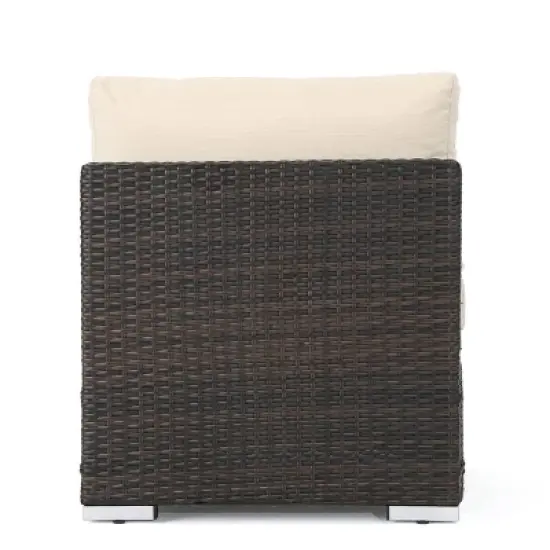 Christopher Knight Home 5pc Santa Rosa Wicker Outdoor V-Shaped Sectional Furniture Sofa Set Multibrown/Beige image {12}