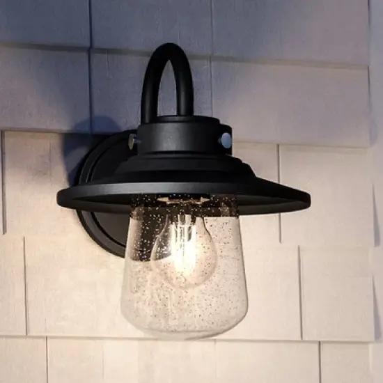 Urban Ambiance Luxury Coastal Outdoor Wall Sconce 11''H x 9''W,  Midnight Black Finish,  Santa-Ana Collection, UHP1320 image {7}