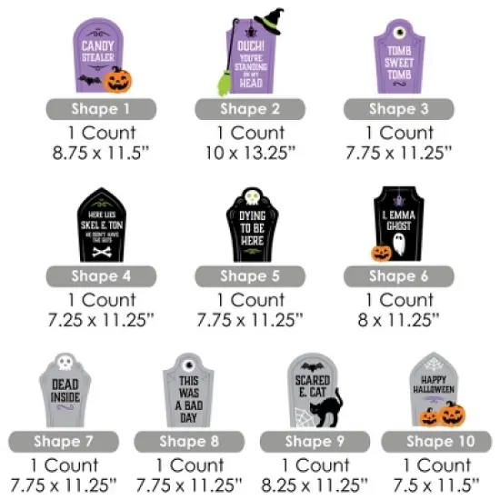 Big Dot of Happiness Cute and Colorful Tombstones - Lawn Decorations - Outdoor Kids Halloween Party Yard Decorations - 10 Piece image {6}