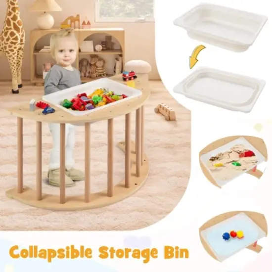 Costway 6 in 1 Climbing Arch for Toddlers with Collapsible Storage Bin Removable Cushion Natural/Colorful image {5}