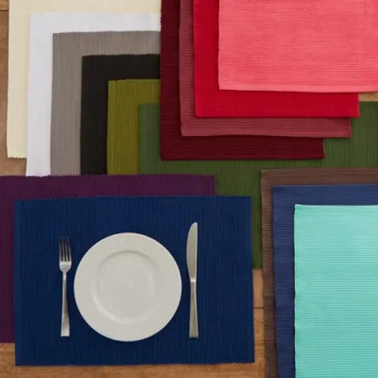 DII Nautical Blue Ribbed Placemat Set/6 image {3}