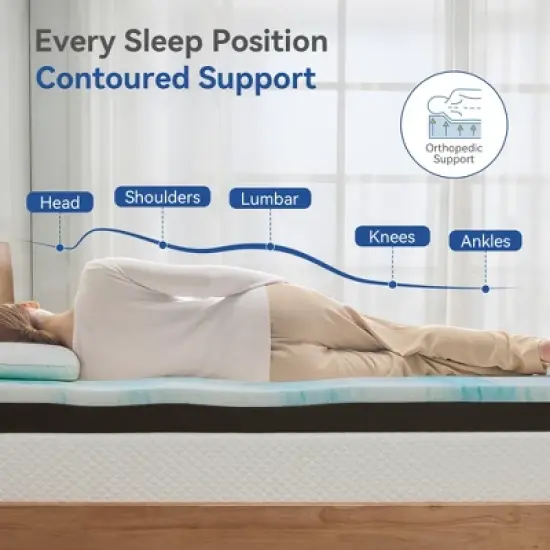 Dyonery Extra Firm Mattress Topper Twin Size 3 Inch, Pain Relieving Foam Bed Topper, Gel Memory Foam&High-Density Foam Mattress Pad image {2}