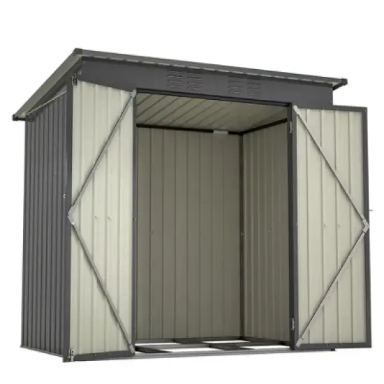 LOVMOR 6 x 4 ft Outdoor Storage Shed, All Weather Tool Shed for Garden, Backyard, Lawn, Black image {15}