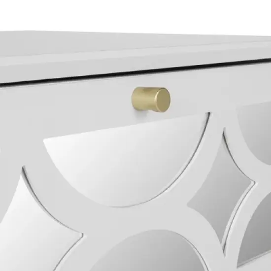 Averina 2 Drawers 45&deg; Splicing White  Mirror Front  Nightstand With Storage - The Pop Maison image {7}
