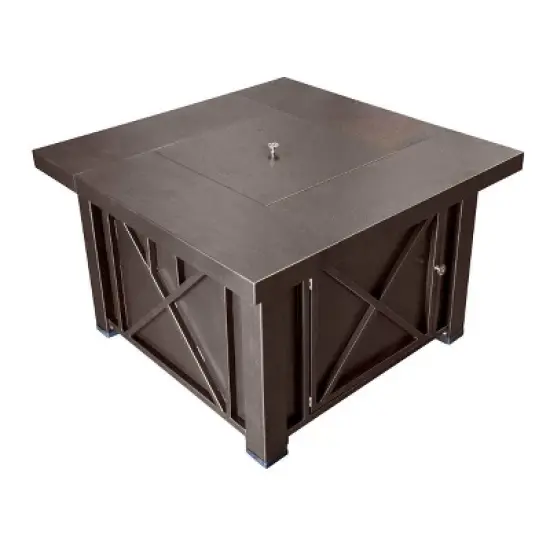 Square Powder Coated Steel Propane Fire Pit - Brown - AZ Patio Heaters image {5}
