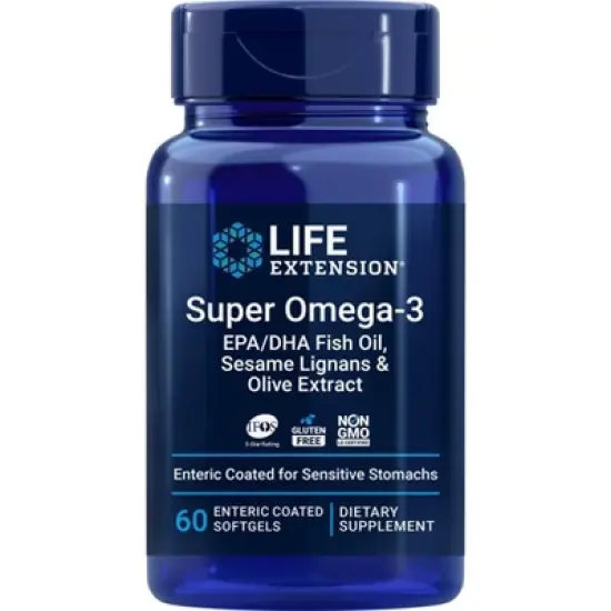 Super Omega-3 EPA/DHA Fish Oil, Sesame Lignans & Olive Extract by Life Extension  -  60 Softgel image {2}